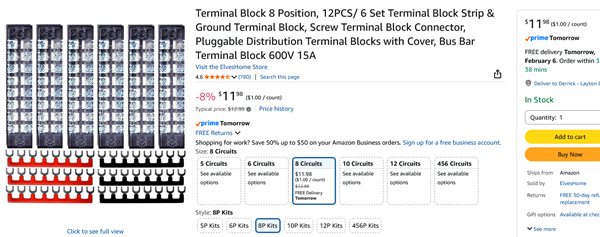 TerminalBlocks8port6sets12pieces