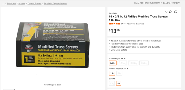 TrussScrews8x3_4inch