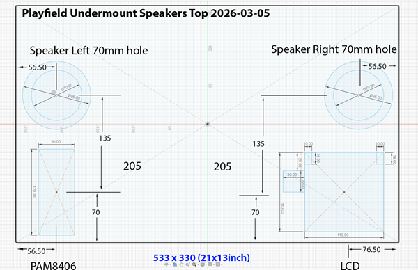 PlayfieldUndermountSpeakersTopCAD_Measurements
